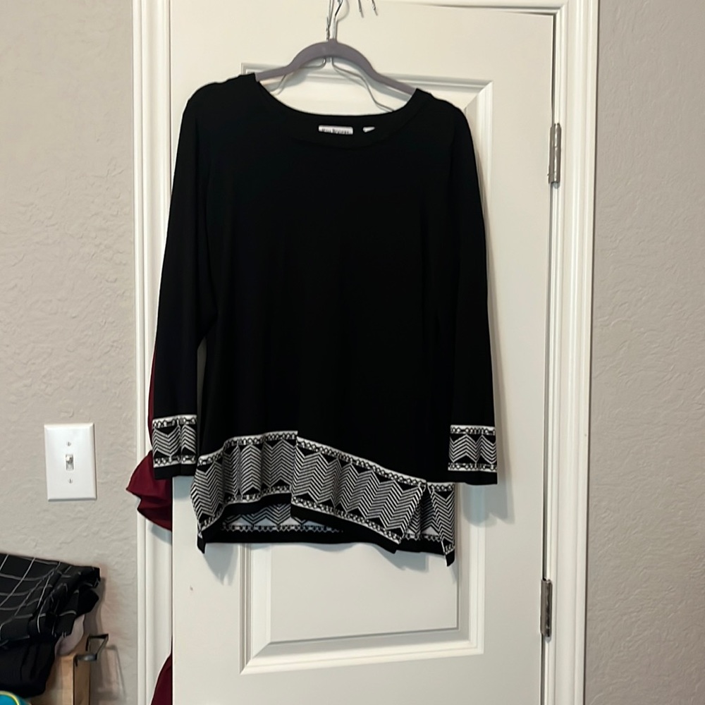 Black Sweater with Black/White Detail